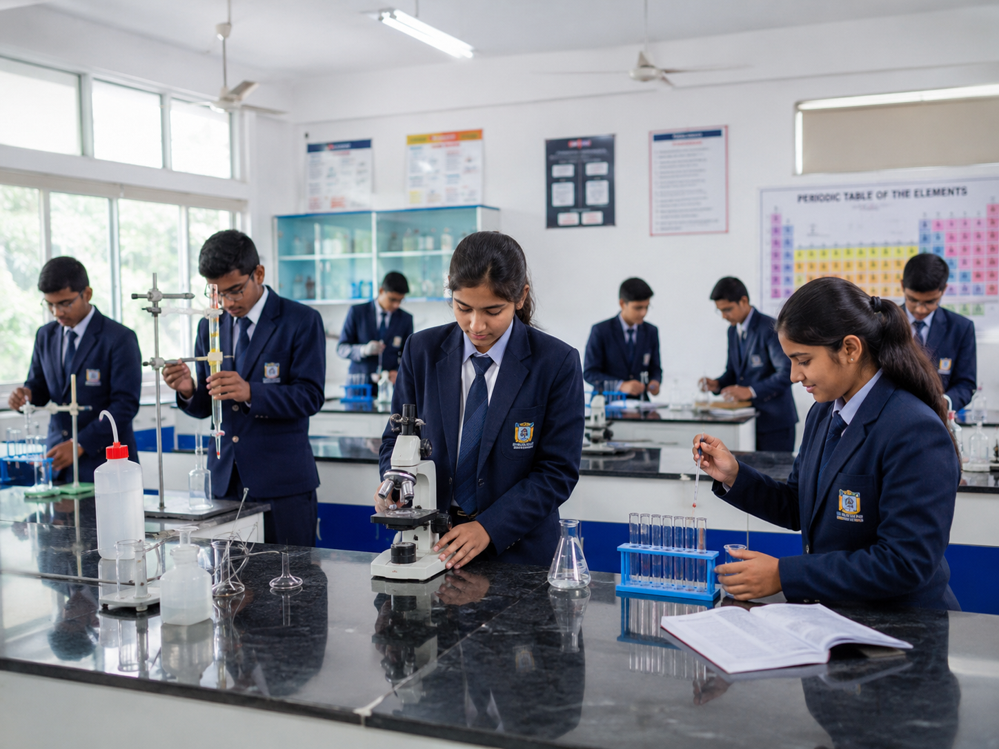 Dummy science lab photo with Indian students